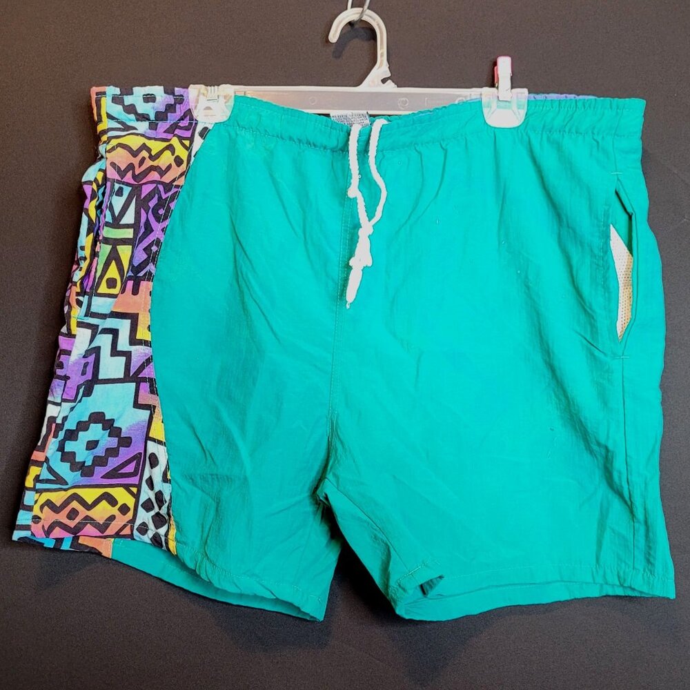 Vintage Swim Trunks Swimsuit Shorts Nylon With Liner Mens Size Large